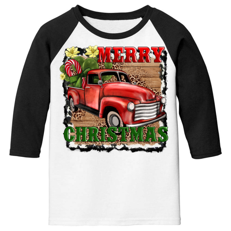 Merry Christmas With Truck Youth 3/4 Sleeve by AdoDesignShop | Artistshot