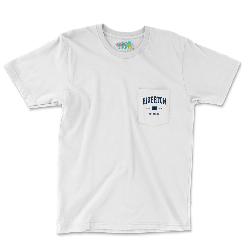 Riverton Wyoming Wy Vintage Athletic Navy Sports Design T Shirt Pocket T-shirt | Artistshot