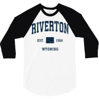 Riverton Wyoming Wy Vintage Athletic Navy Sports Design T Shirt 3/4 Sleeve Shirt | Artistshot