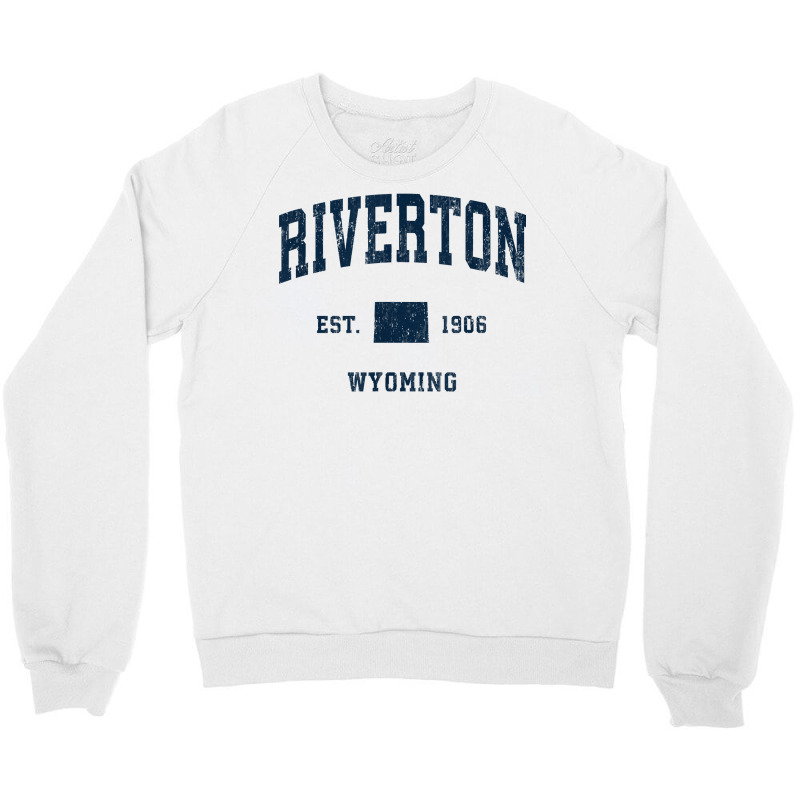 Riverton Wyoming Wy Vintage Athletic Navy Sports Design T Shirt Crewneck Sweatshirt | Artistshot