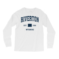 Riverton Wyoming Wy Vintage Athletic Navy Sports Design T Shirt Long Sleeve Shirts | Artistshot