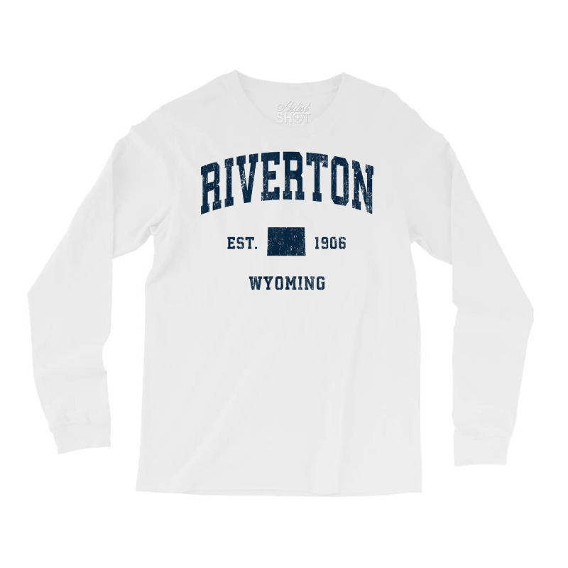 Riverton Wyoming Wy Vintage Athletic Navy Sports Design T Shirt Long Sleeve Shirts | Artistshot