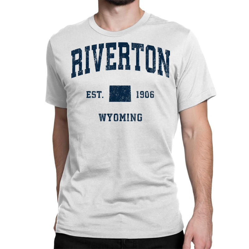 Riverton Wyoming Wy Vintage Athletic Navy Sports Design T Shirt Classic T-shirt | Artistshot