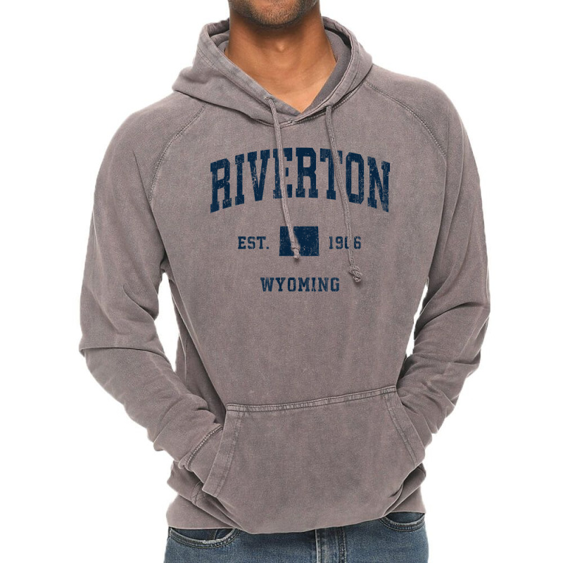 Riverton Wyoming Wy Vintage Athletic Navy Sports Design T Shirt Vintage Hoodie | Artistshot