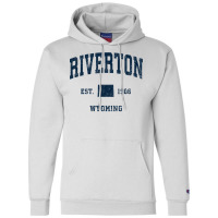 Riverton Wyoming Wy Vintage Athletic Navy Sports Design T Shirt Champion Hoodie | Artistshot