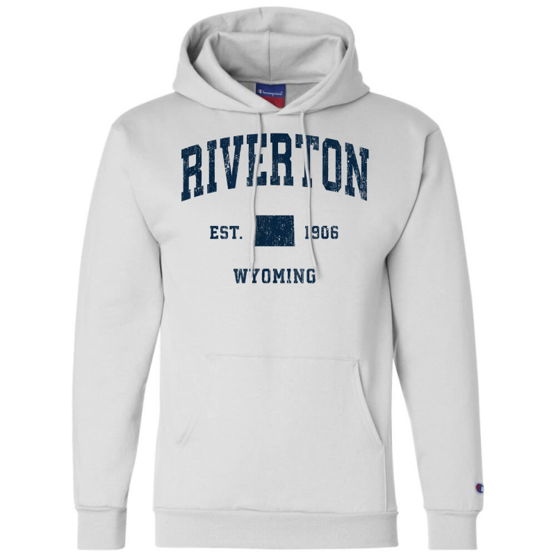 Riverton Wyoming Wy Vintage Athletic Navy Sports Design T Shirt Champion Hoodie | Artistshot