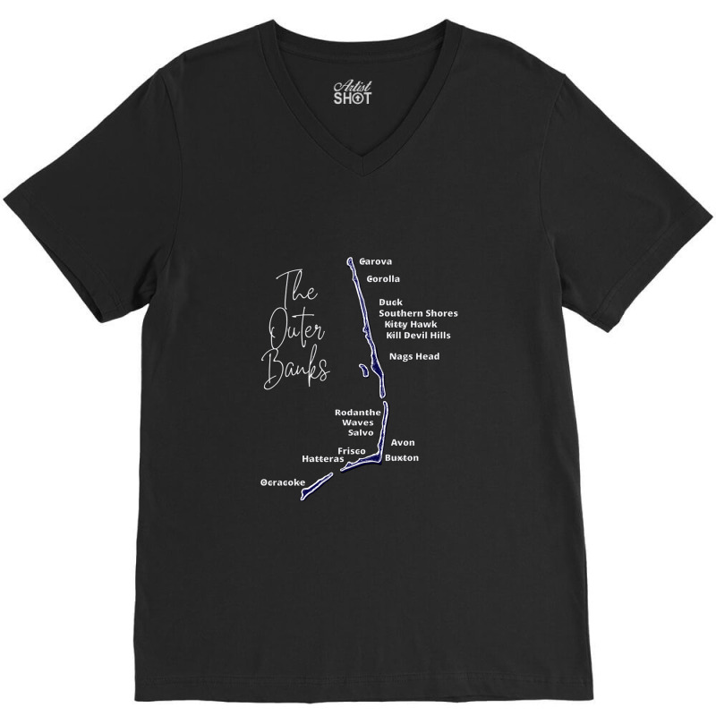 The Outer Banks Map In Blue  Outer Banks Map V-neck Tee | Artistshot