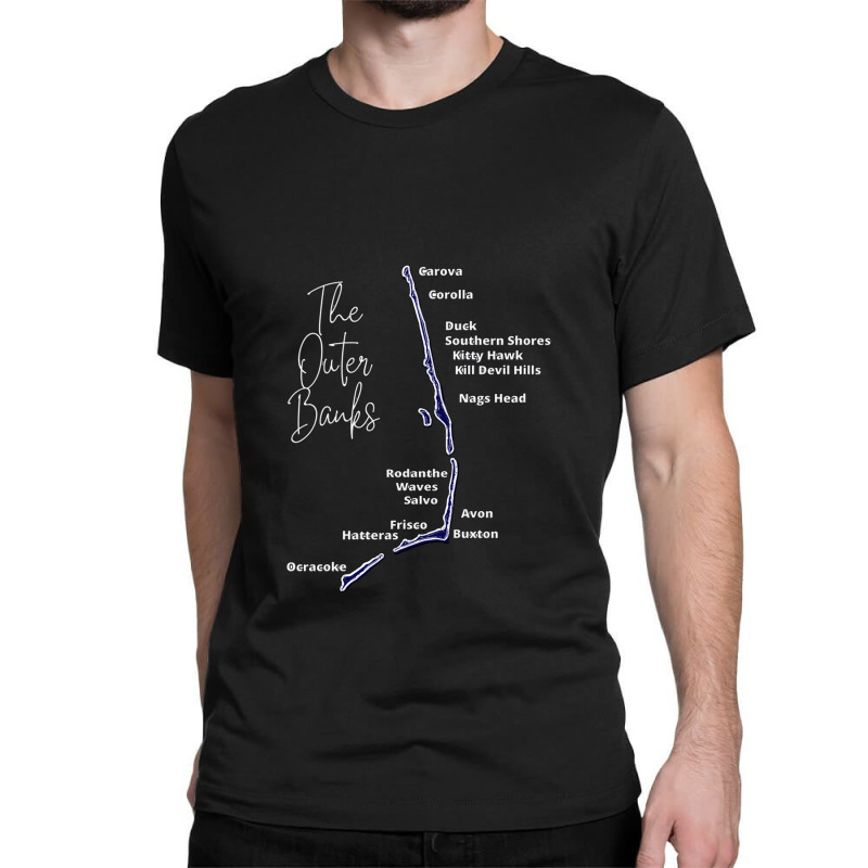 The Outer Banks Map In Blue  Outer Banks Map Classic T-shirt | Artistshot