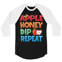 Rosh Hashanah Apple Honey Dip Repeat Jewish New Year 3/4 Sleeve Shirt | Artistshot