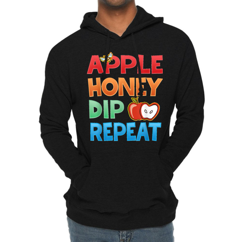 Rosh Hashanah Apple Honey Dip Repeat Jewish New Year Lightweight Hoodie | Artistshot