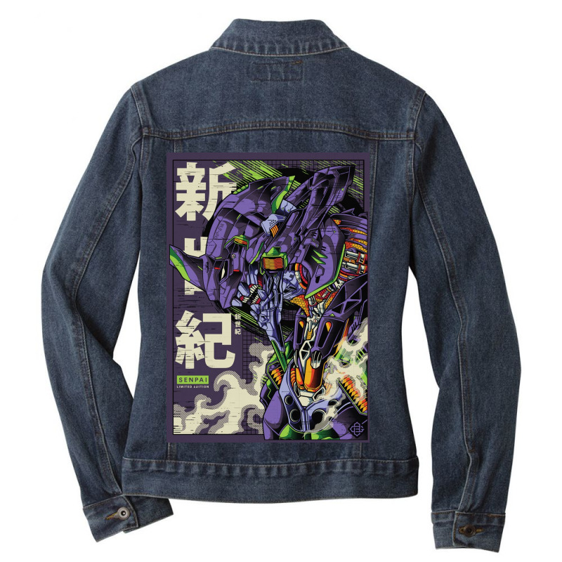 Neon Eva 01 Mecha Ladies Denim Jacket by fredcbenny | Artistshot