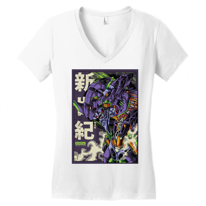 Neon Eva 01 Mecha Women's V-Neck T-Shirt by fredcbenny | Artistshot