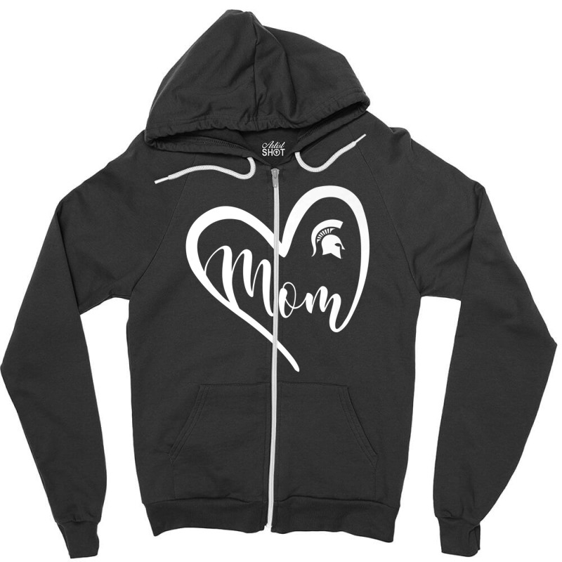 Michigan State Spartans Heart Mom - Apparel Zipper Hoodie | Artistshot