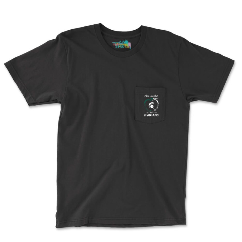 Michigan State Spartans Teachers Love Apple Outline Pocket T-shirt | Artistshot