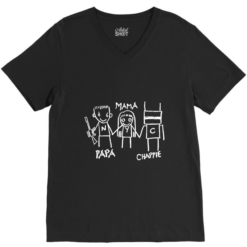 Papa Mama Chappie V-neck Tee | Artistshot