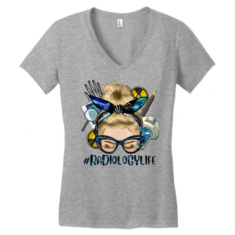 Blonde Messy Bun Radiology Life Women's V-Neck T-Shirt by HRA Design Shop | Artistshot