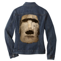 Easter Island Moai Statue Monolith World Mystery Ladies Denim Jacket | Artistshot