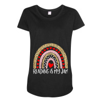 Read Teacher Rainbow Leopard - Reading Is My Jam Day Gift Maternity Scoop Neck T-shirt | Artistshot