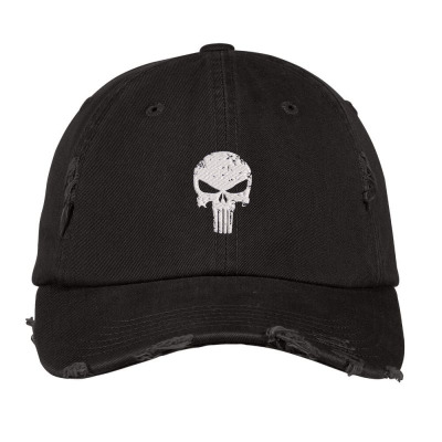 The Punisher Skul Embroidery Embroidered Hat Distressed Cap Designed By Madhatter