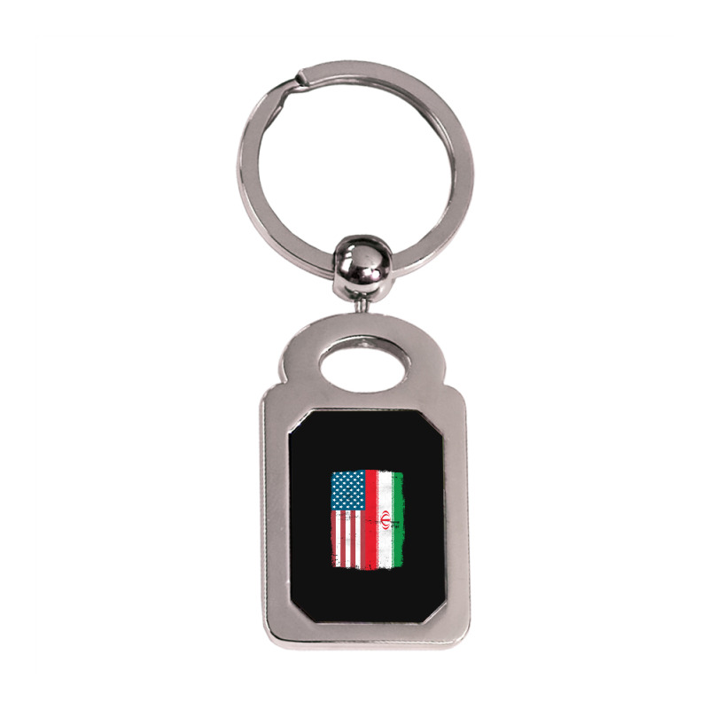 Iranian American Flag, Iranian American Flag Vintage, Iranian American Silver Rectangle Keychain | Artistshot