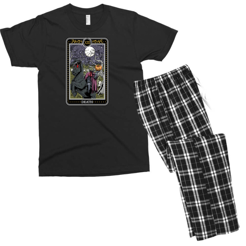 Death Tarot Card Graphic Halloween Pumpkin Horseman Pullover Hoodie Men's T-shirt Pajama Set by Premium | Artistshot