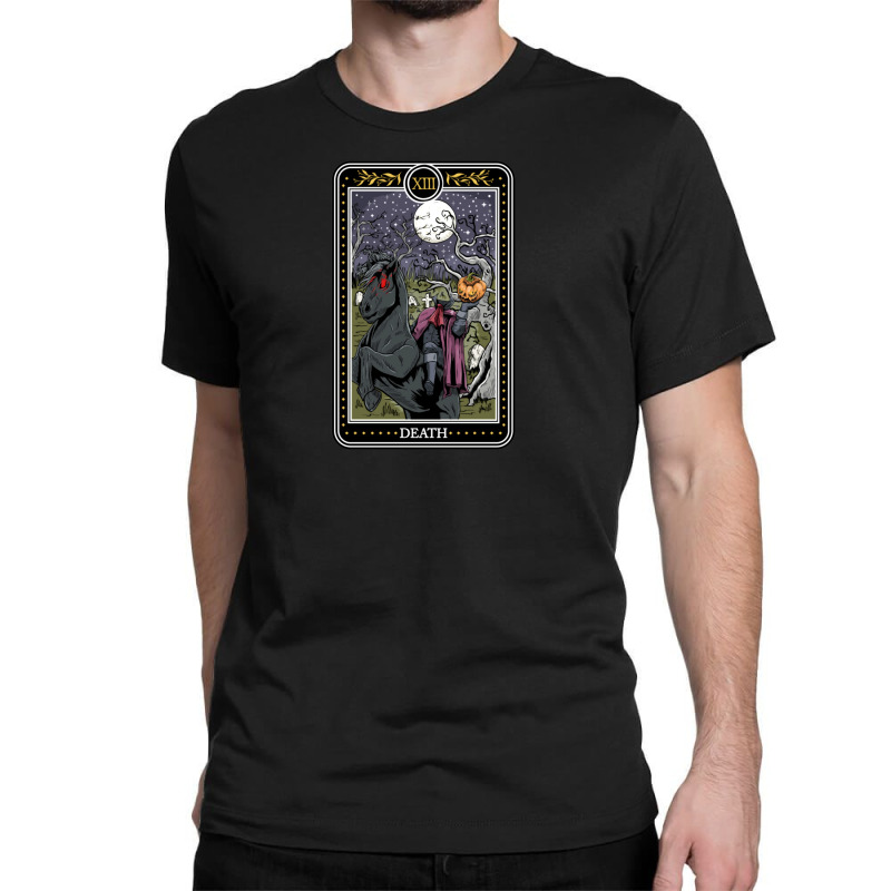 Death Tarot Card Graphic Halloween Pumpkin Horseman Pullover Hoodie Classic T-shirt by Premium | Artistshot