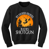 Cocker Spaniel Rides Shotgun Dog Lover Halloween Party Gift Youth Sweatshirt | Artistshot