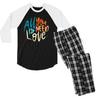 All You Need Is Love Lettering Men's 3/4 Sleeve Pajama Set | Artistshot