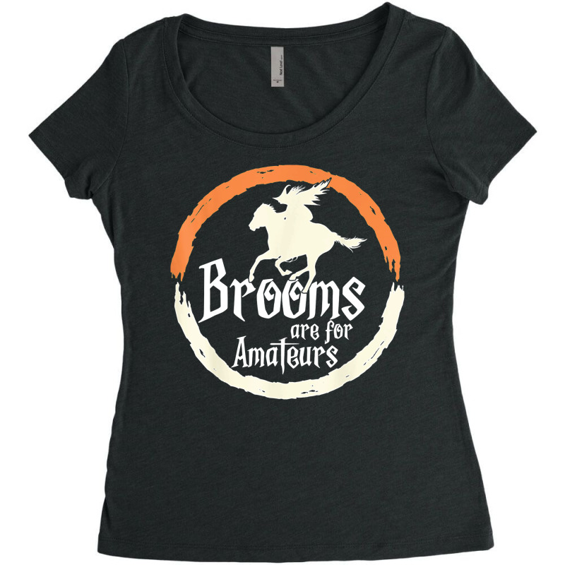 Brooms Are For Amateurs Funny Halloween Witch On A Horse Women's Triblend Scoop T-shirt by Bestarts | Artistshot