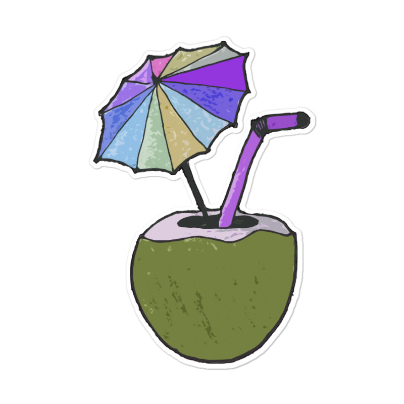 Coconut Drink With Umbrella T  Shirt1455 Sticker | Artistshot