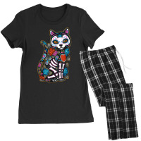 Cat Sugar Skull Mexico Calavera Dia De Los Muertos Halloween Women's Pajamas Set | Artistshot