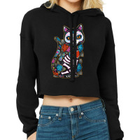 Cat Sugar Skull Mexico Calavera Dia De Los Muertos Halloween Cropped Hoodie | Artistshot