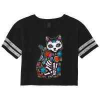 Cat Sugar Skull Mexico Calavera Dia De Los Muertos Halloween Scorecard Crop Tee | Artistshot