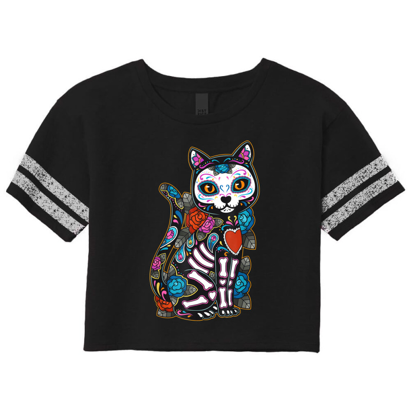 Cat Sugar Skull Mexico Calavera Dia De Los Muertos Halloween Scorecard Crop Tee by Bestdesigns | Artistshot