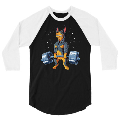Doberman Weightlifting Shirt For Men Women Boys Girls Kids Gym Dog Lov 3/4 Sleeve Shirt Designed By Mizwar464