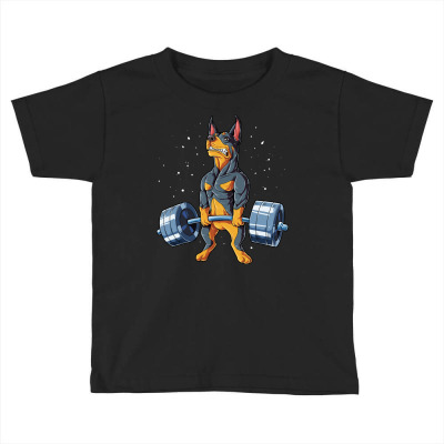 Doberman Weightlifting Shirt For Men Women Boys Girls Kids Gym Dog Lov Toddler T-shirt Designed By Mizwar464
