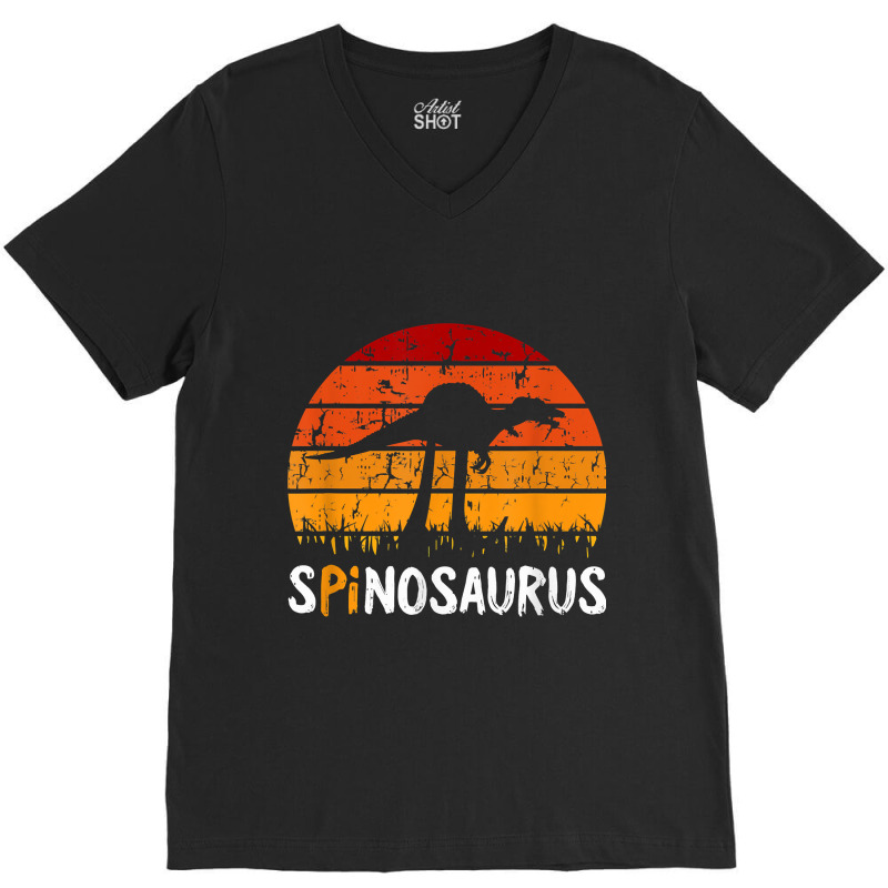 Spinosaurus Pi Day Retro Math Symbols Teacher Student Gifts Mask V-neck Tee | Artistshot