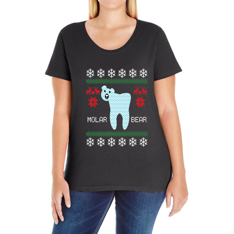 Christmas Ugly Sweater Molar Bear Dentist Ladies Curvy T-Shirt by AliaOwens | Artistshot