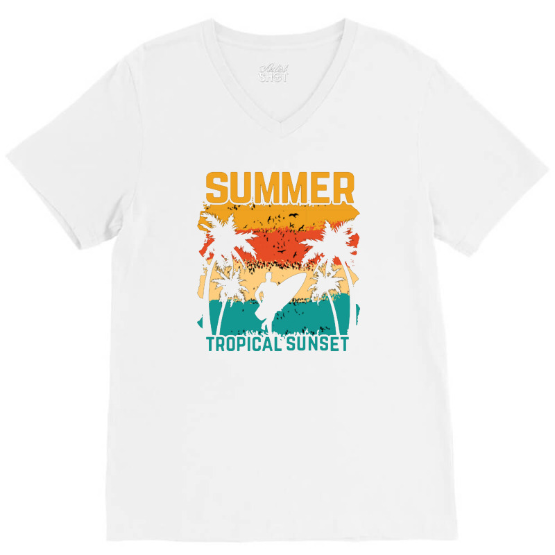 Summer Vibes Beach Surfing V-neck Tee | Artistshot