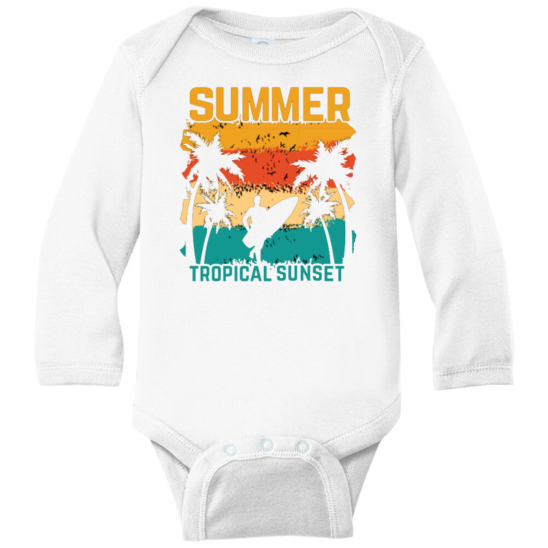 Summer Vibes Beach Surfing Long Sleeve Baby Bodysuit | Artistshot