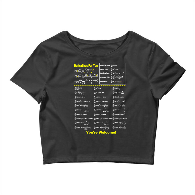 Derivatives For You You’re Welcome Funny Math Graphic Music Crop Top by Aria-Proctor | Artistshot