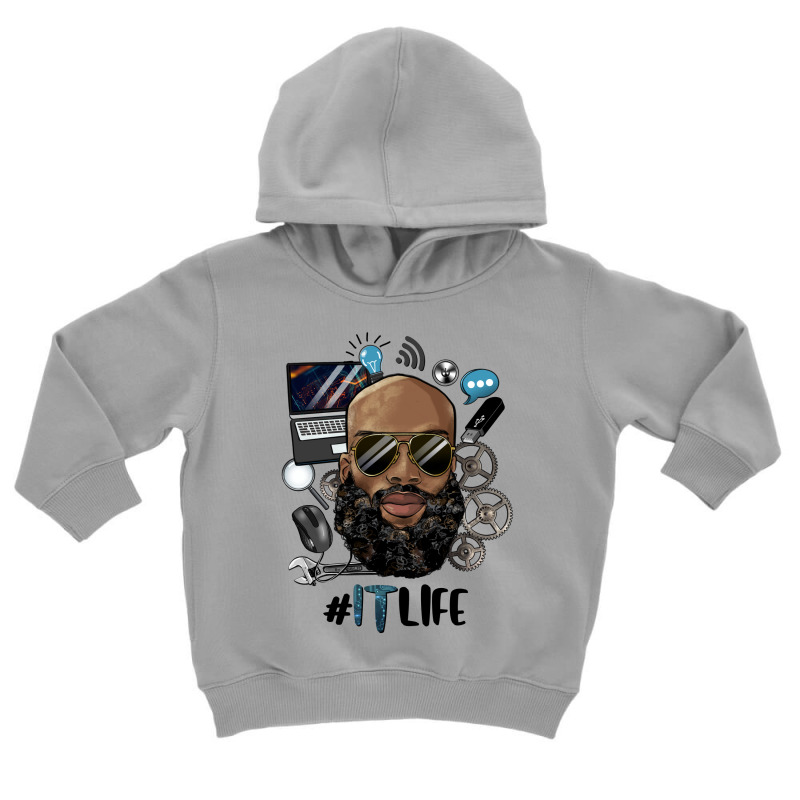 Black Bald Man Information Technology Life Toddler Hoodie by HRA Design Shop | Artistshot