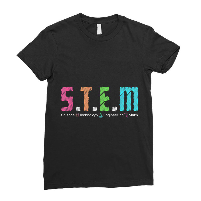 Stem Science Technology Engineering Math Teacher Gift Music Retro Ladies Fitted T-Shirt by Brynlee-Everett | Artistshot