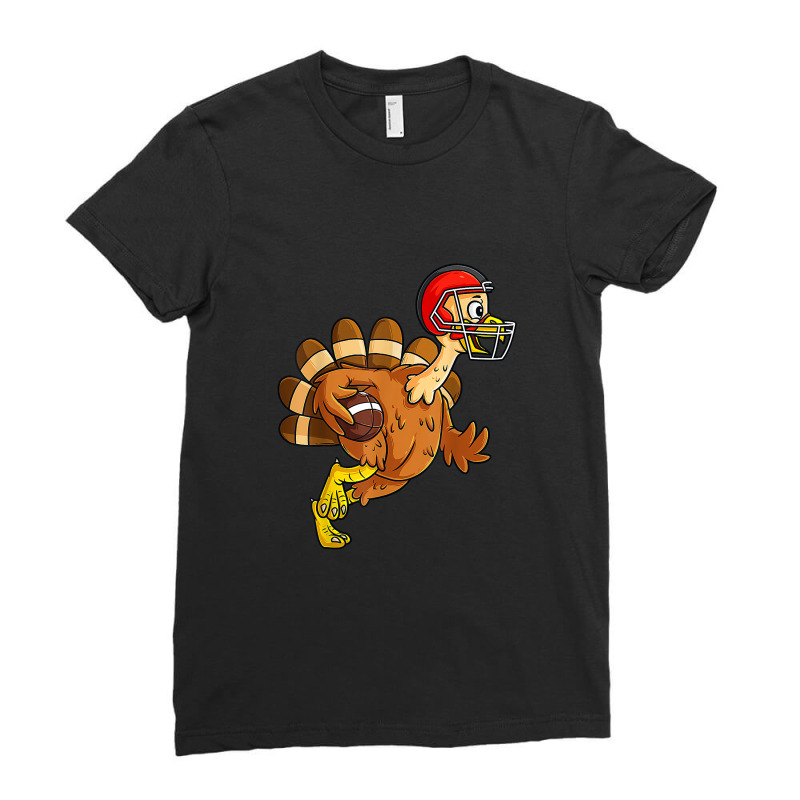 Thanksgiving Turkey Running Back Football T-shirt Ladies Fitted T-Shirt by cm-arts | Artistshot