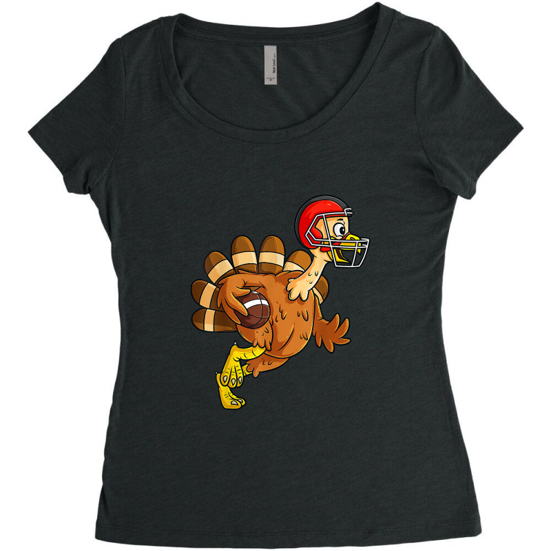 Thanksgiving Turkey Running Back Football T-shirt Women's Triblend Scoop T-shirt by cm-arts | Artistshot