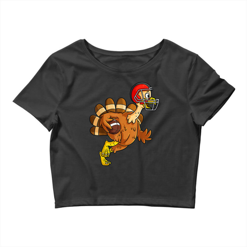 Thanksgiving Turkey Running Back Football T-shirt Crop Top by cm-arts | Artistshot