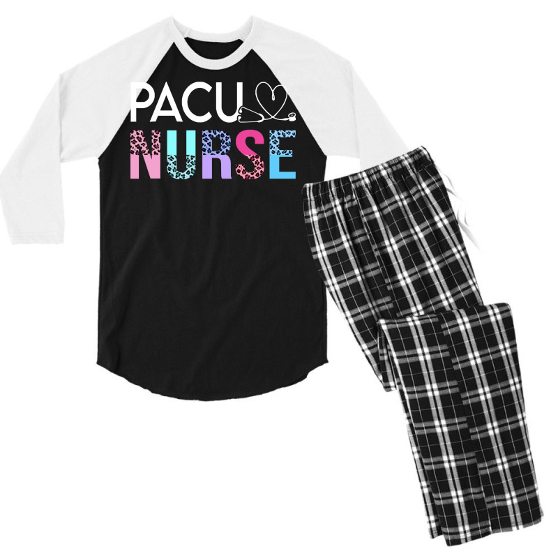 Pacu Nurse T  Shirt Cute P A C U Nurse Crew Post Anesthesia Care Unit Men's 3/4 Sleeve Pajama Set | Artistshot