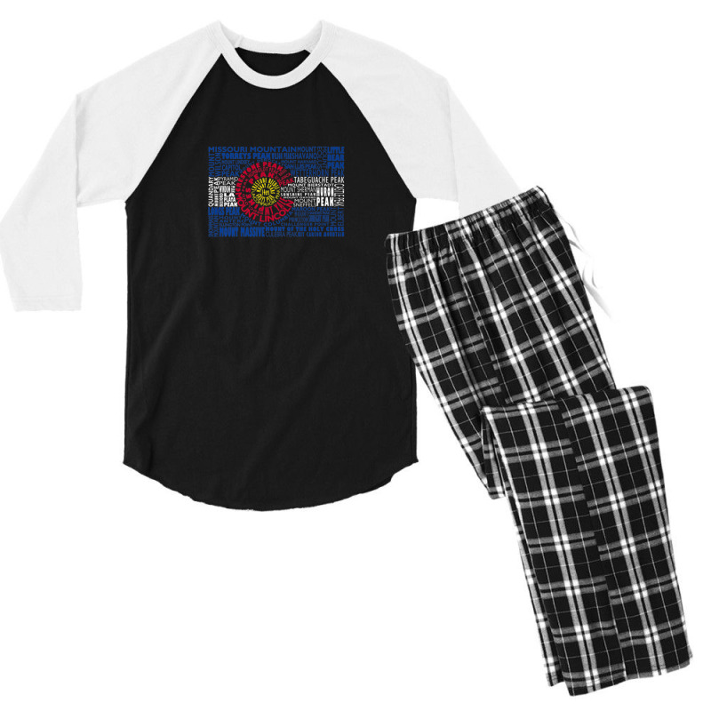 Colorado Fourteeners State Flag 53 14ers Tee Men's 3/4 Sleeve Pajama Set | Artistshot