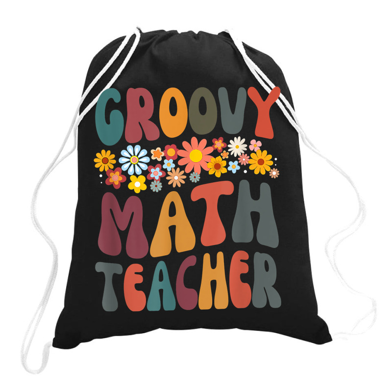 Floral Retro Groovy Math Teacher Matching Student Subject Mens Best Drawstring Bags | Artistshot