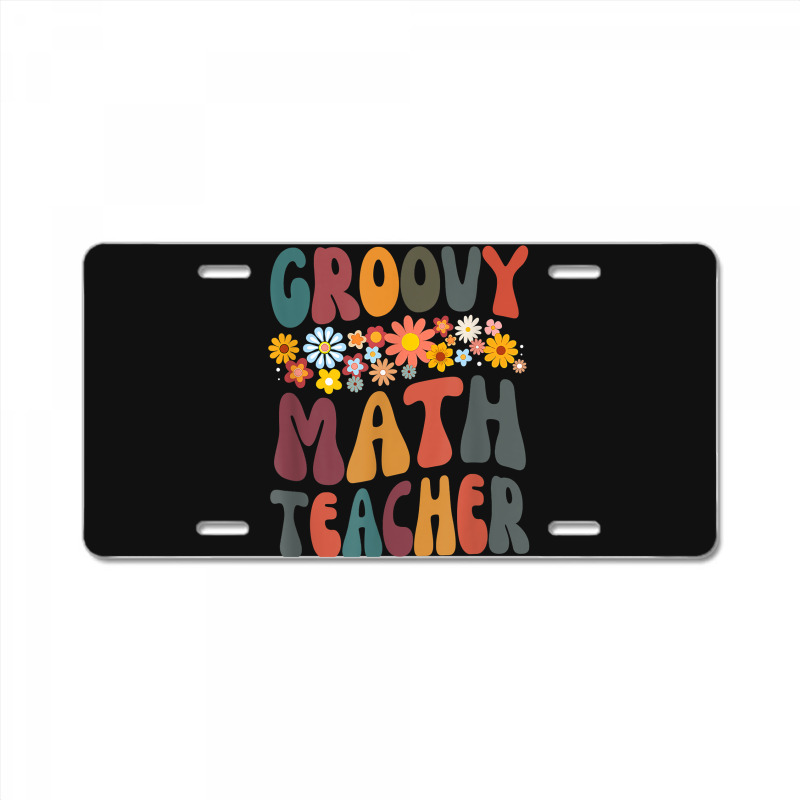 Floral Retro Groovy Math Teacher Matching Student Subject Mens Best License Plate | Artistshot